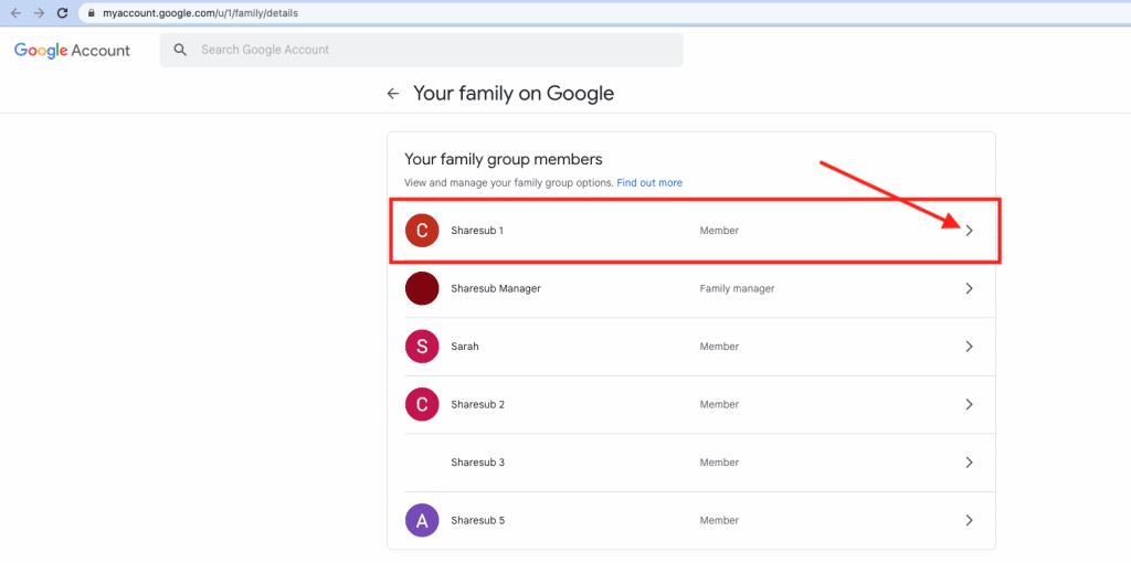 access his profile on his google family