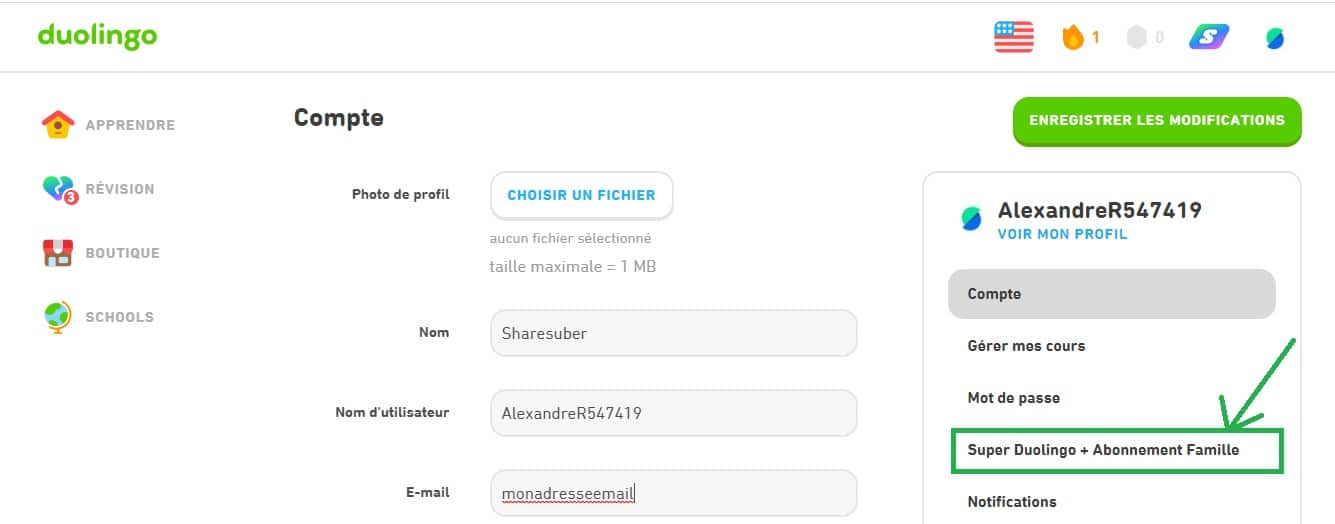 vérifiez votre abonnement duolingo 