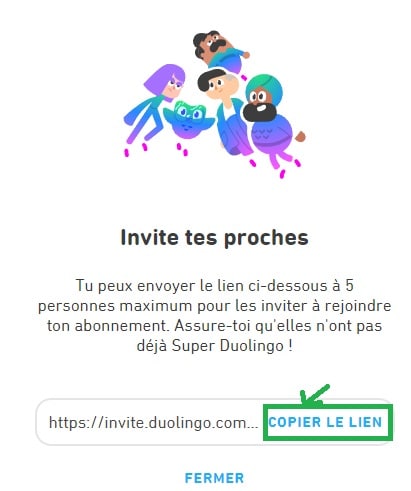 споделете абонамента си за duolingo поканете приятелите и семейството си