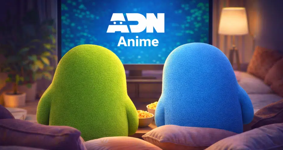 ADN Anime sur Sharesub, regardé à deux sur une télévision