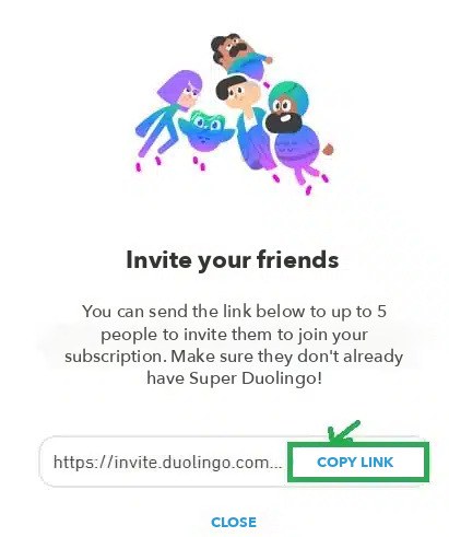 share your duolingo subscription invite your friends