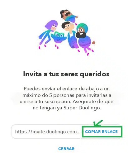 comparte tu suscripción a duolingo invita a tus amigos