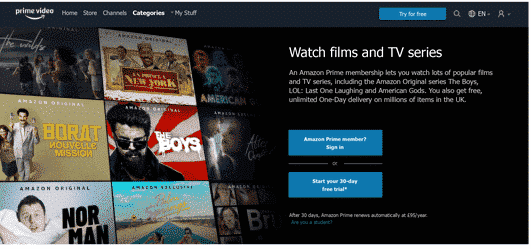 παρακολουθήστε το amazon prime video